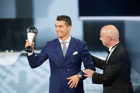 Cristiano Ronaldo with FIFA Best Player award